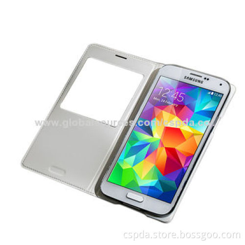 PU Leather Wallet Mobile Phone Case for Samsung Galaxy S5 with Windows, All Colors Available